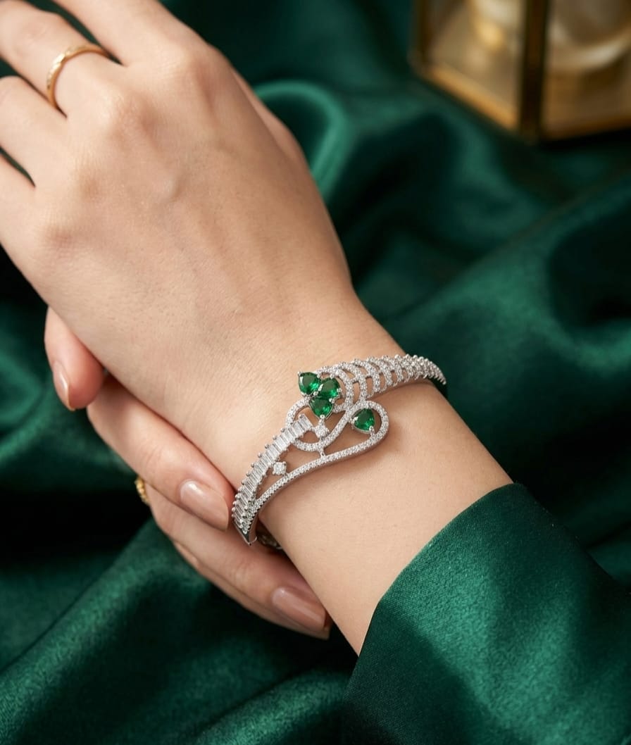 Ad Silver green bracelet from Tedisha jewels