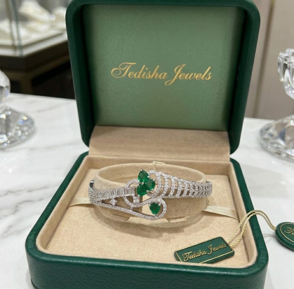 AD Silver Green Bracelet from Tedisha Jewels