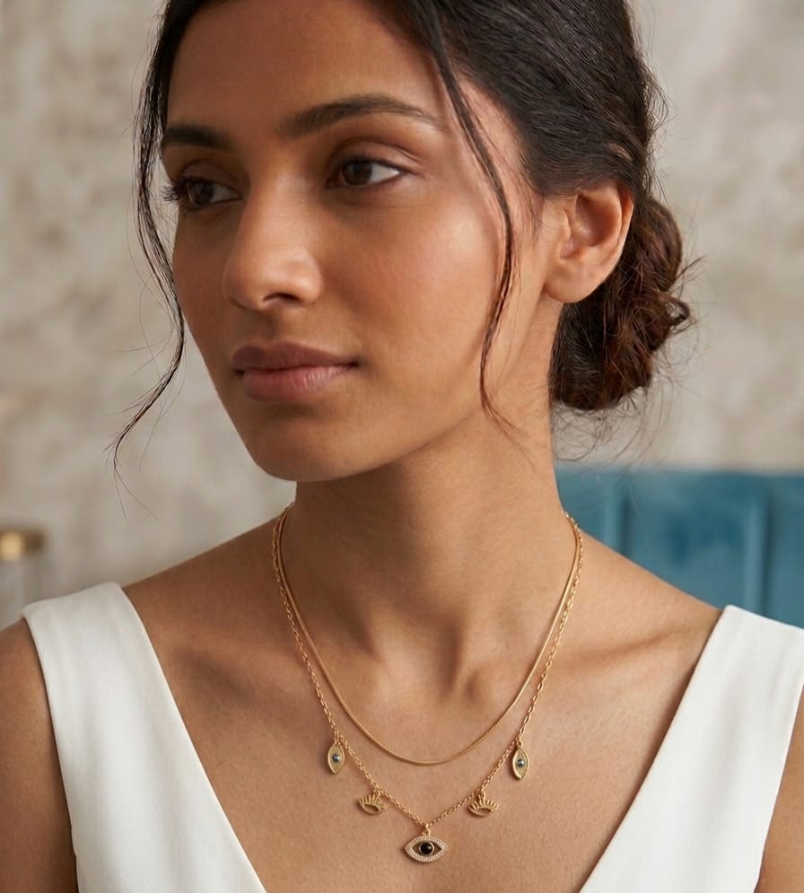 Evil Eye layered Necklace From Tedisha Jewels