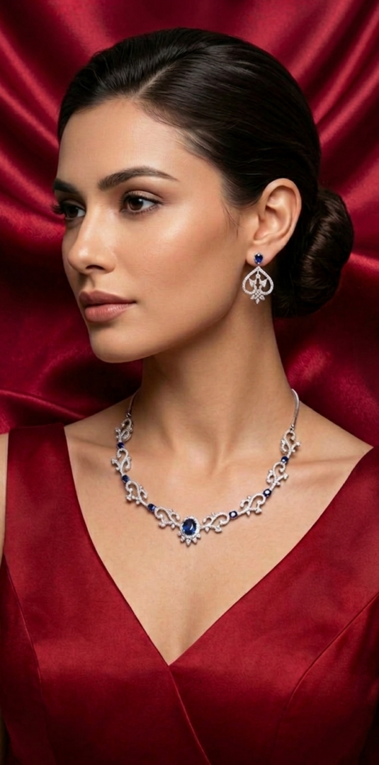 Royal Sapphire Vine Necklace Set from Tedisha Jewels