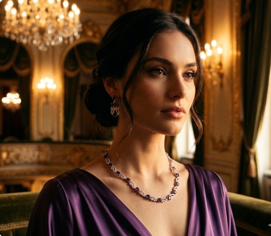 Royal Amethyst Elegance Necklace & Earrings Set from Tedisha Jewels