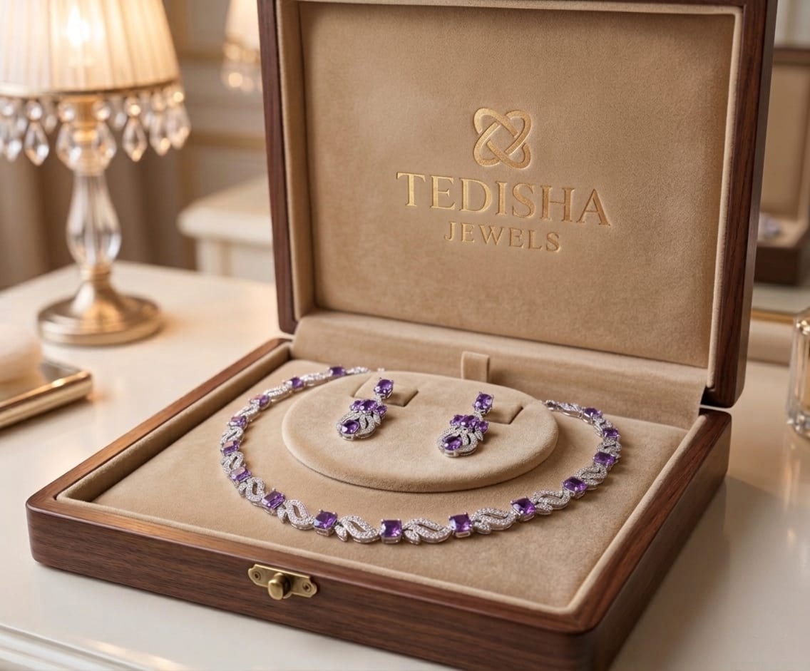 Royal Amethyst Elegance Necklace & Earrings Set